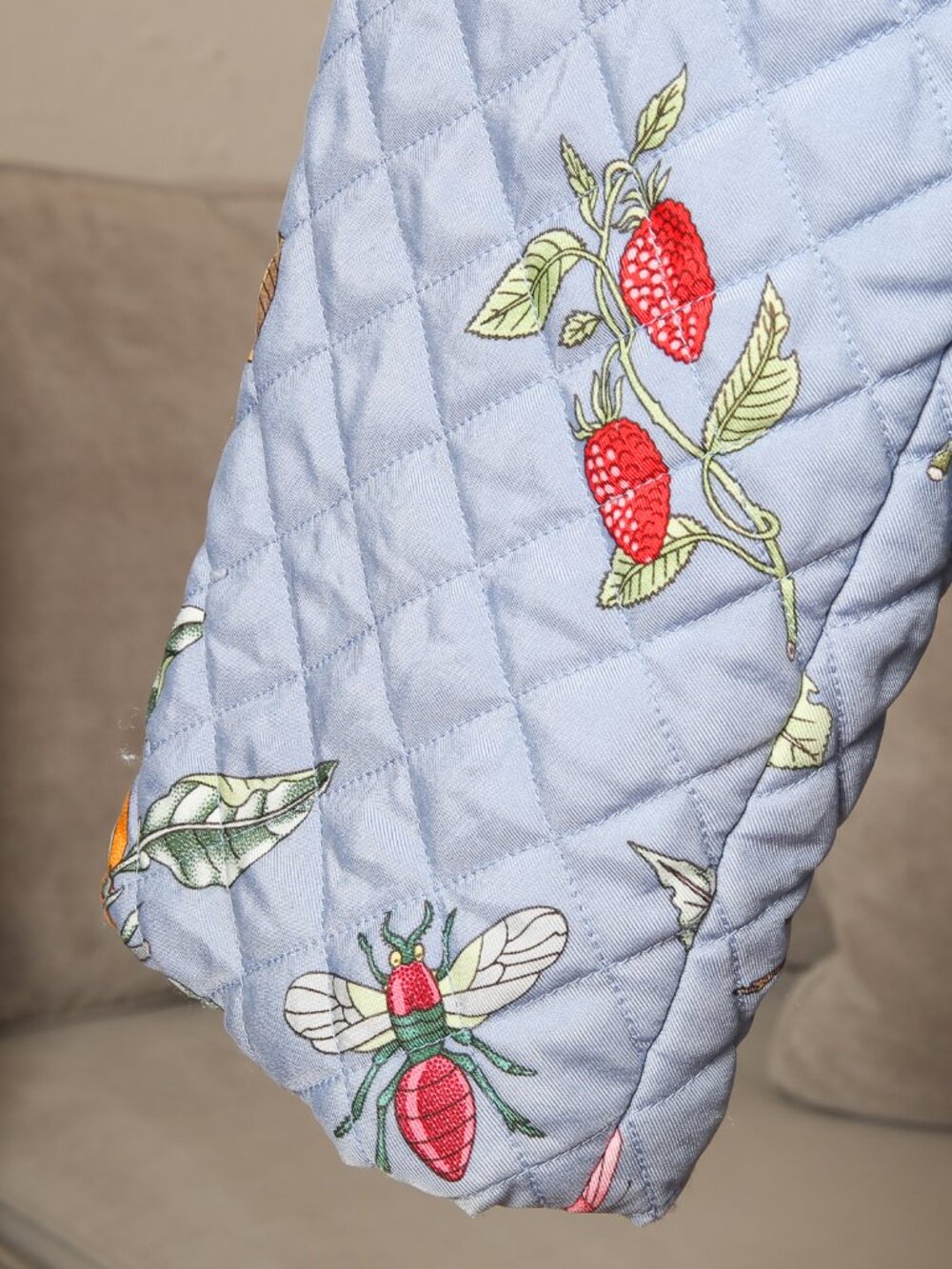 J. MCLAUGHLIN 100% Silk Blue Botanical Quilted Puffer Chore Jacket - Picture 10 of 15